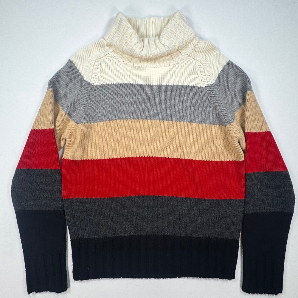 St. Johns Bay Womens Medium Turtleneck Sweater Striped Colorblock Acrylic Knit